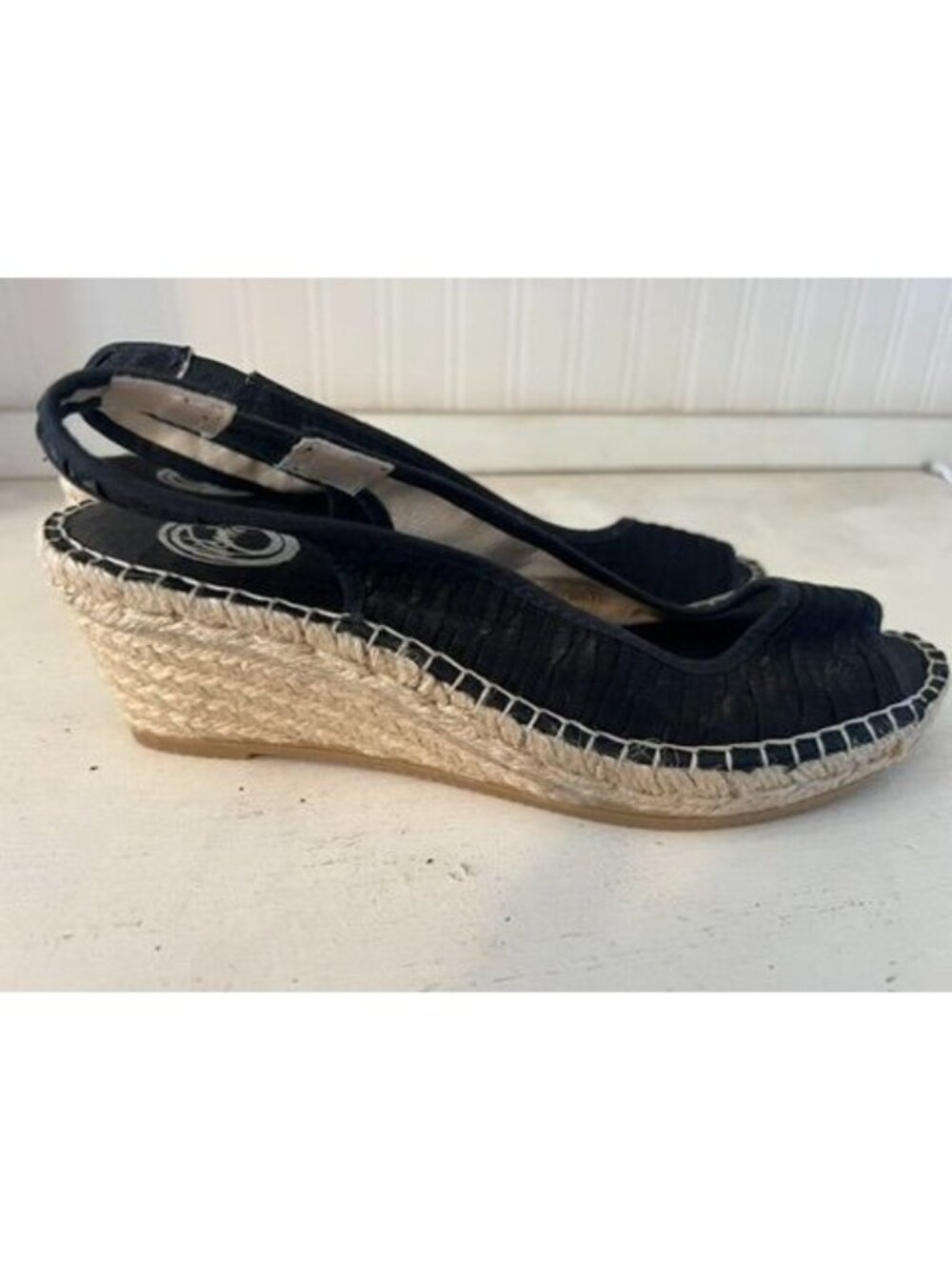 Vidoretta Black Wedge Espadrille Sandals With Slingback & Textured Soles Size 39